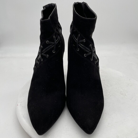 Guess Ankle Boots Womens Size 9.5 Black Suede Zip Up 4" High Heels - Picture 4 of 11
